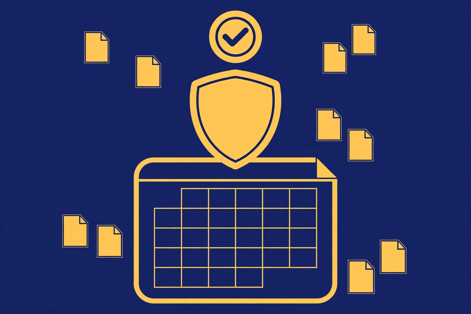 Calendar with shield and checkmark, representing tax compliance and deadlines